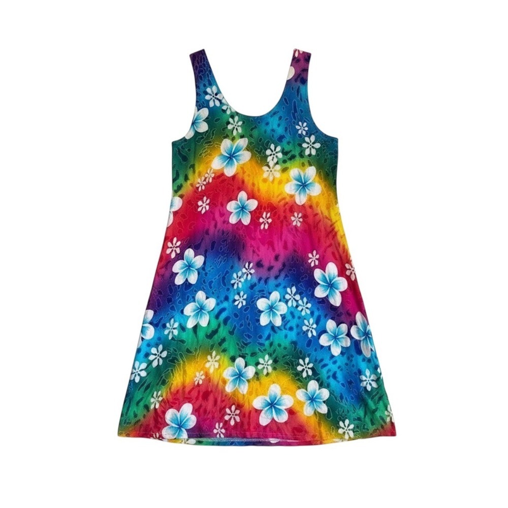 Colorful Floral Sleeveless Beachy summer tropical dress one size vacation